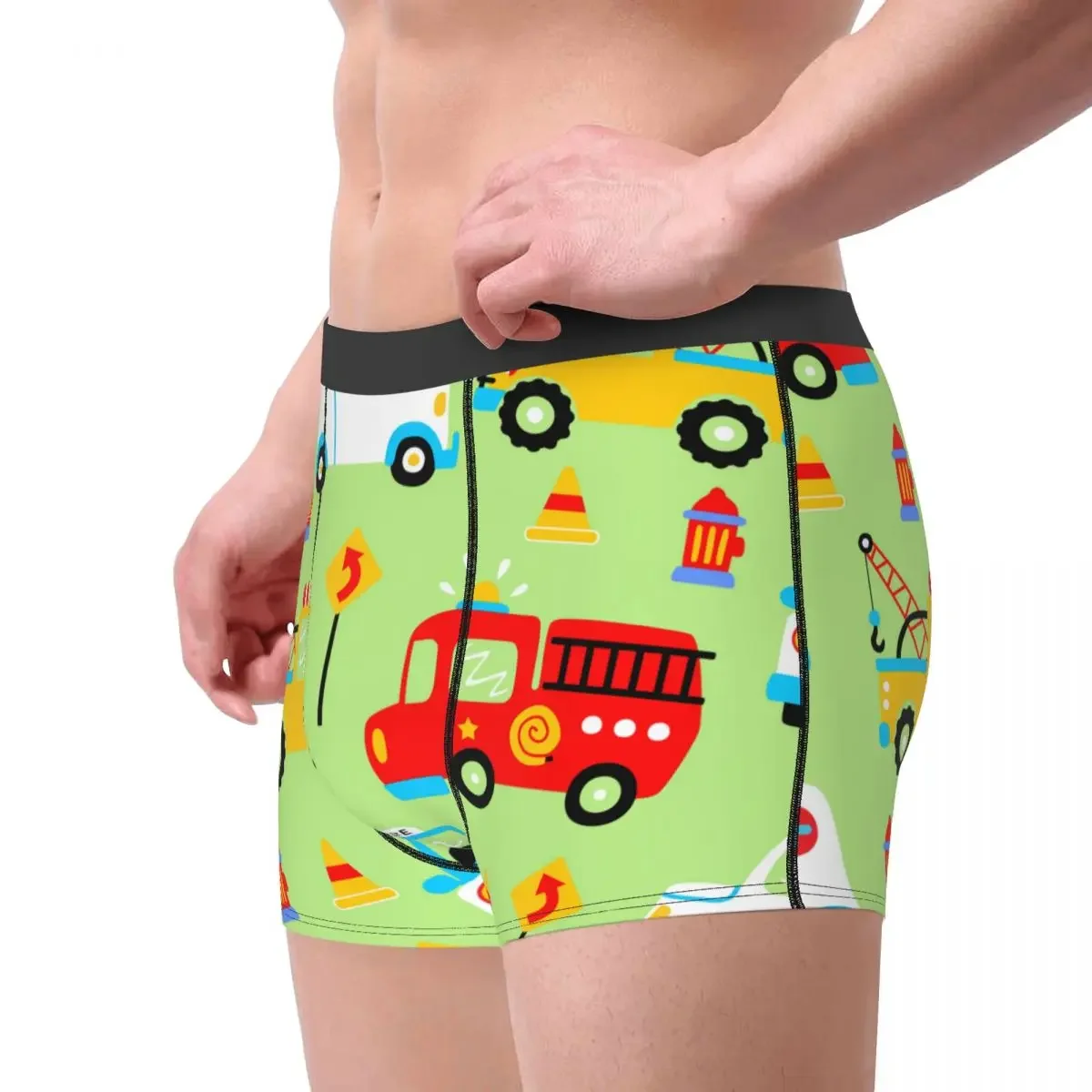 Boxer da uomo Mutandine comode Set Cartoon Rescue Cars Veicoli Intimo Uomo Boxer