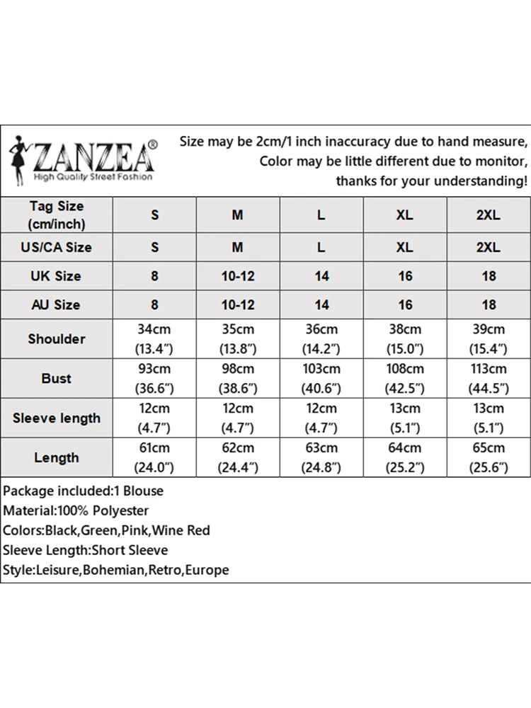 ZANZEA Summer Vintage Polka Dot Printed Blouse Women Short Sleeve Holiday Tops Casual Beach Party Blusas Bohemian Shirt Chemise