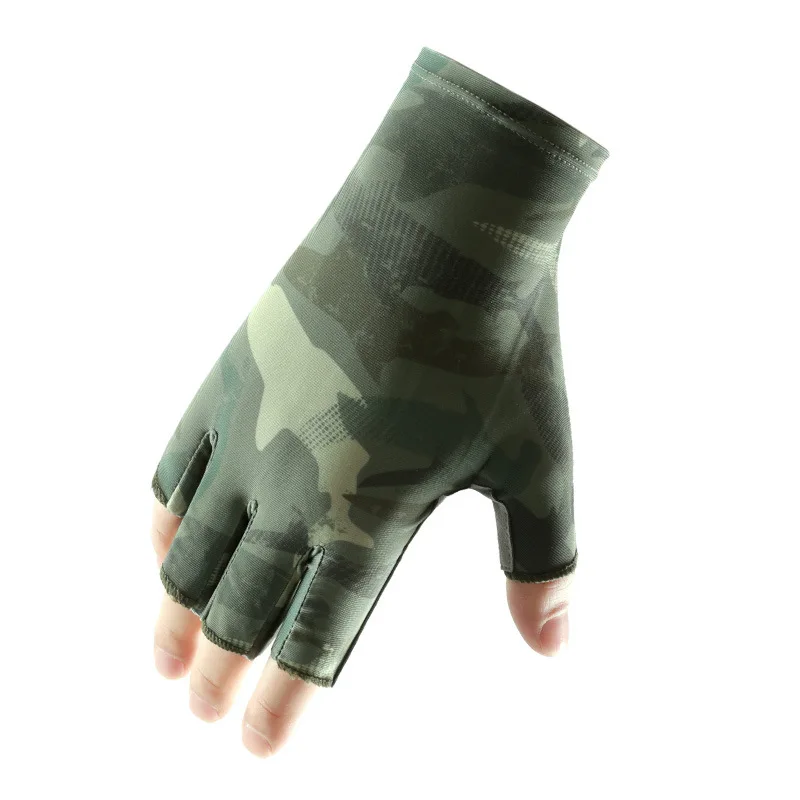 Fishing Gloves Summer Men Women Ice Silk Sun Protection Non-slip Sea Fishing Anti-Cut Thin Cycling Fingerless Gloves Breathable