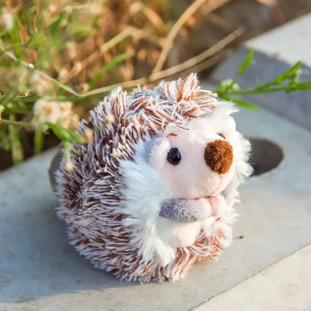Cute Hedgehog Pattern Hedgehog Keychain Stuffed Animals Toys Flannel Bag Pendant Keyring Handbag Keyring Alloy Stuffed Keychain