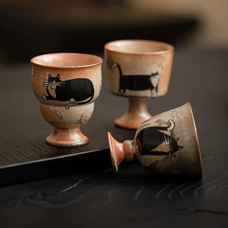 Japońska filiżanka do herbaty dla kota Duża ceramiczna filiżanka z imieniem Zestaw do herbaty Kung Fu Lekki luksusowy pojedynczy kubek retro