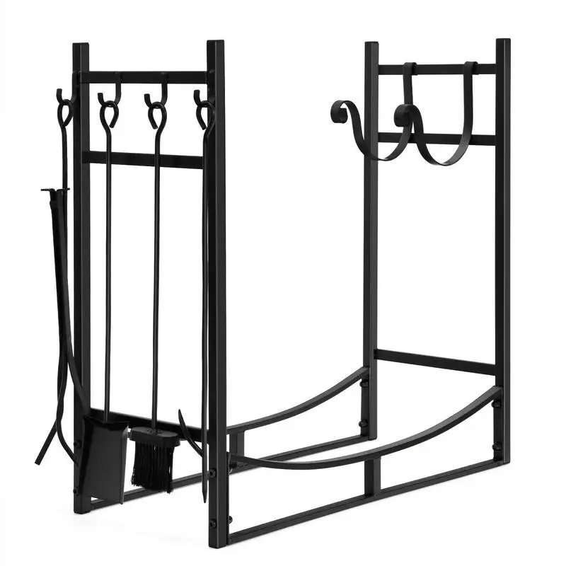 

30 Inch Firewood Rack with 4 Tool Set Kindling Holders for Indoor and Outdoor