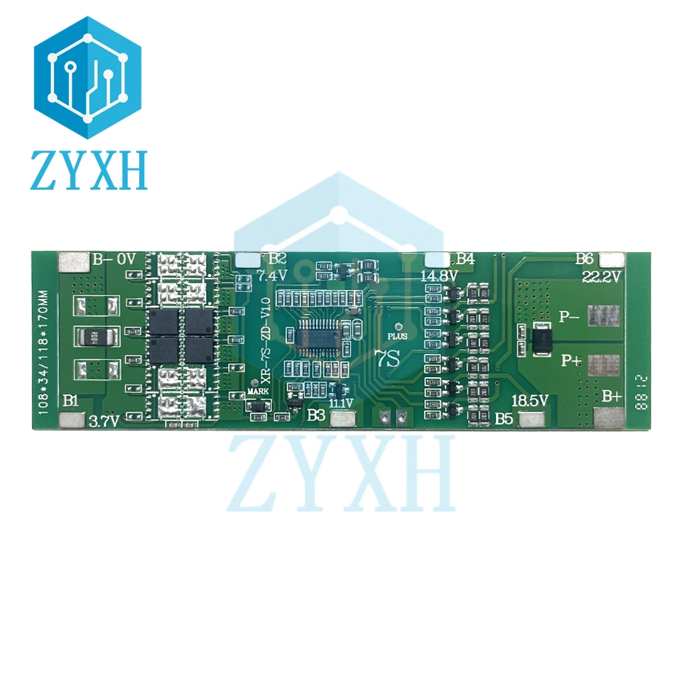 BMS 7S 24V 10A 15A 20A 30A Li-ion 18650 płytka ładowania baterii z funkcją korektora równowagi zabezpieczenie przed zwarciem