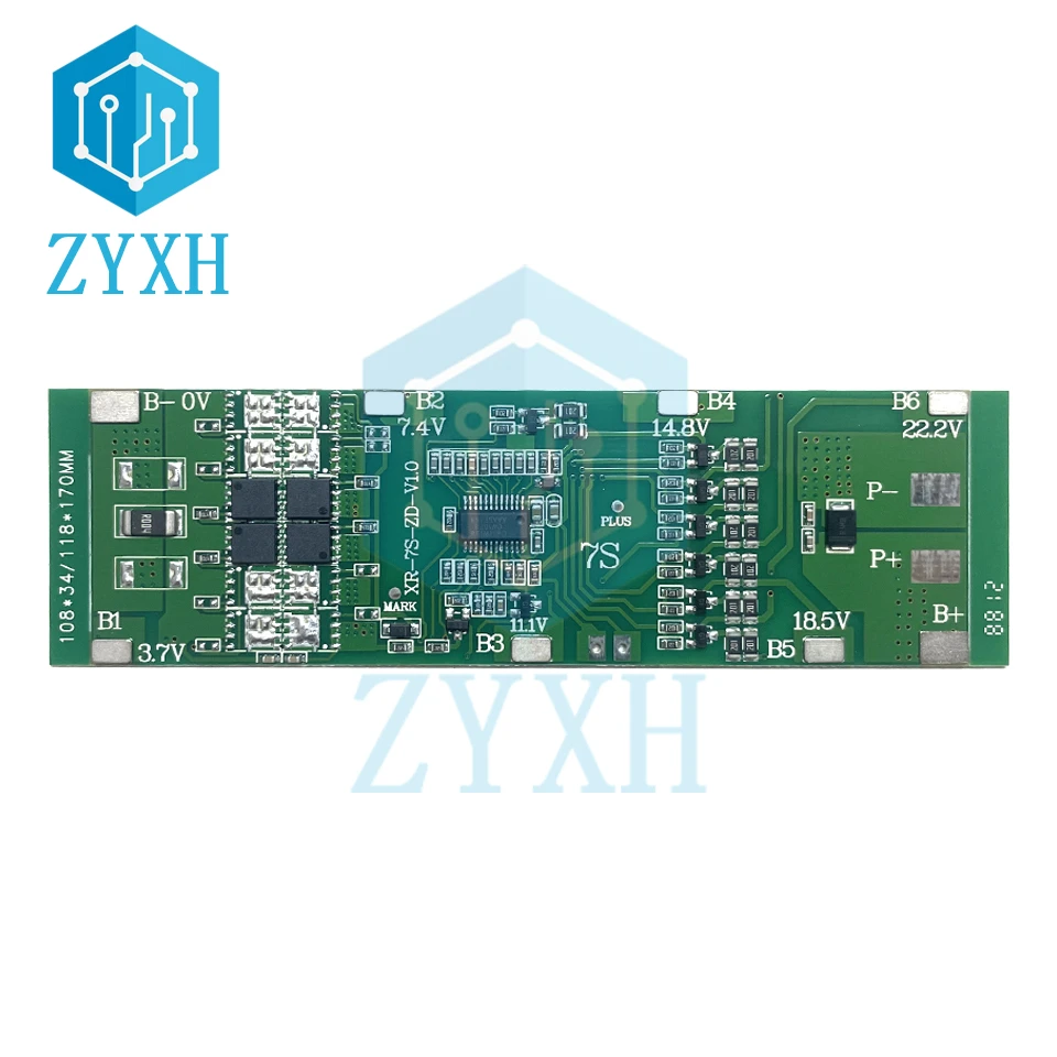 BMS 7S 24V 10A 15A 20A 30A Li-ion 18650 Battery Charge Board with Balance Equalizer Function Short Circuit Protection
