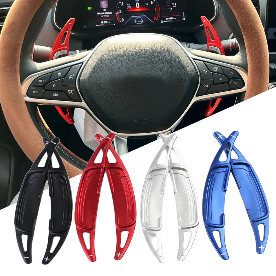Para Renault Clio V Captur II Arkana Intens 2020 2021 2022 2023, pegatinas de extensión de palanca de cambios DSG para volante de coche de aluminio