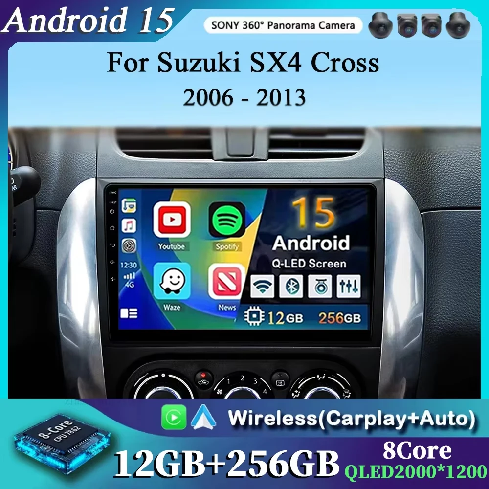 

Для Suzuki SX4 Cross 2006-2013 Android 15 Автомобильный радиоприемник для Fiat Sedici Carplay Android Авто Радио Мультимедийный плеер 4G Wi-Fi GPS