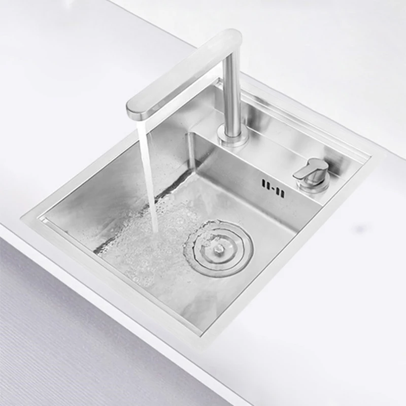 

Нано-скрытая кухонная мойка с черным складным смесителем, серебристая мини-раковина из нержавеющей стали с дозатором для мыла, аксессуары