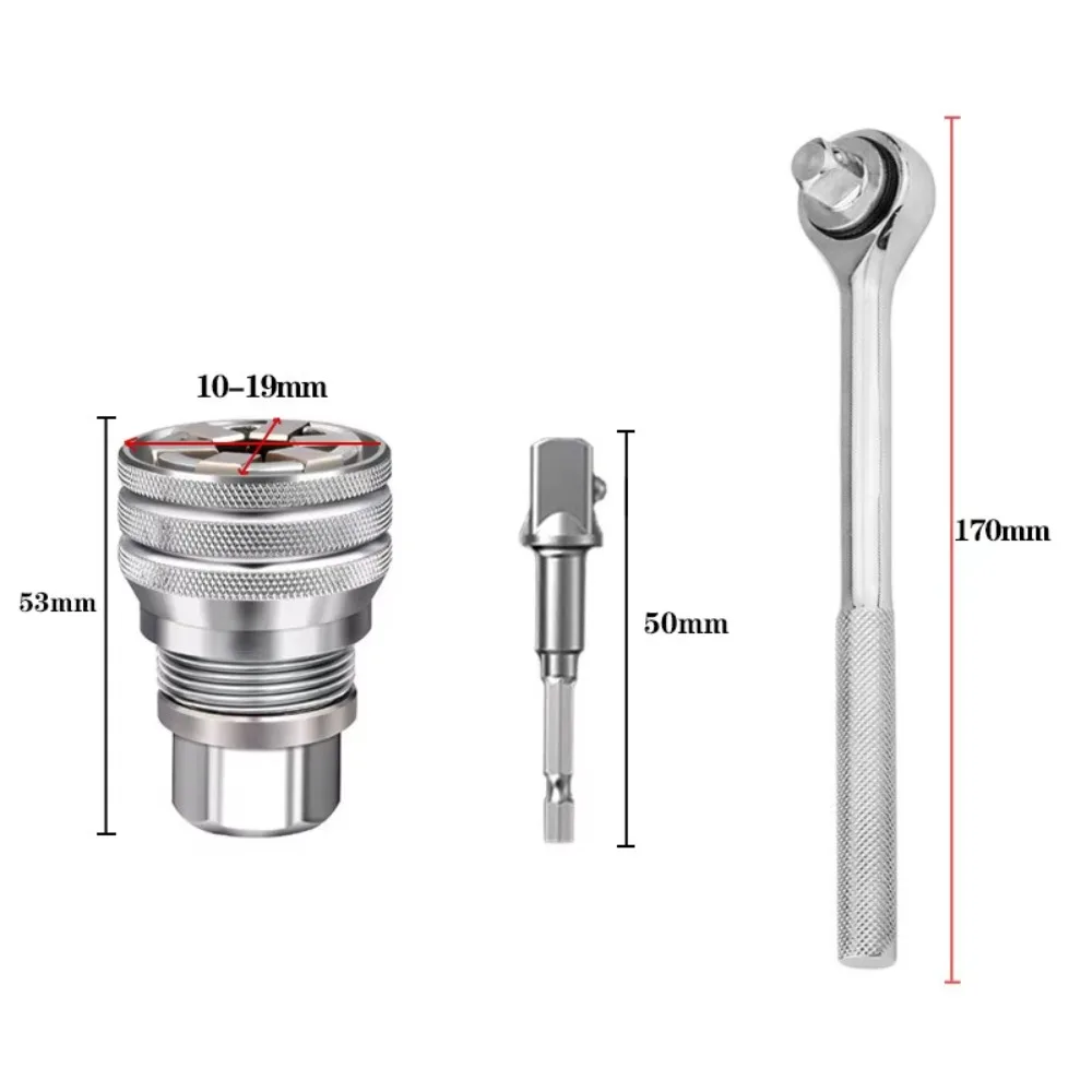 1Pc Adjustable Magic Socket Wrench, 10‑19mm Multifunctional Universal Sleeve Spanner for Auto Home Repair