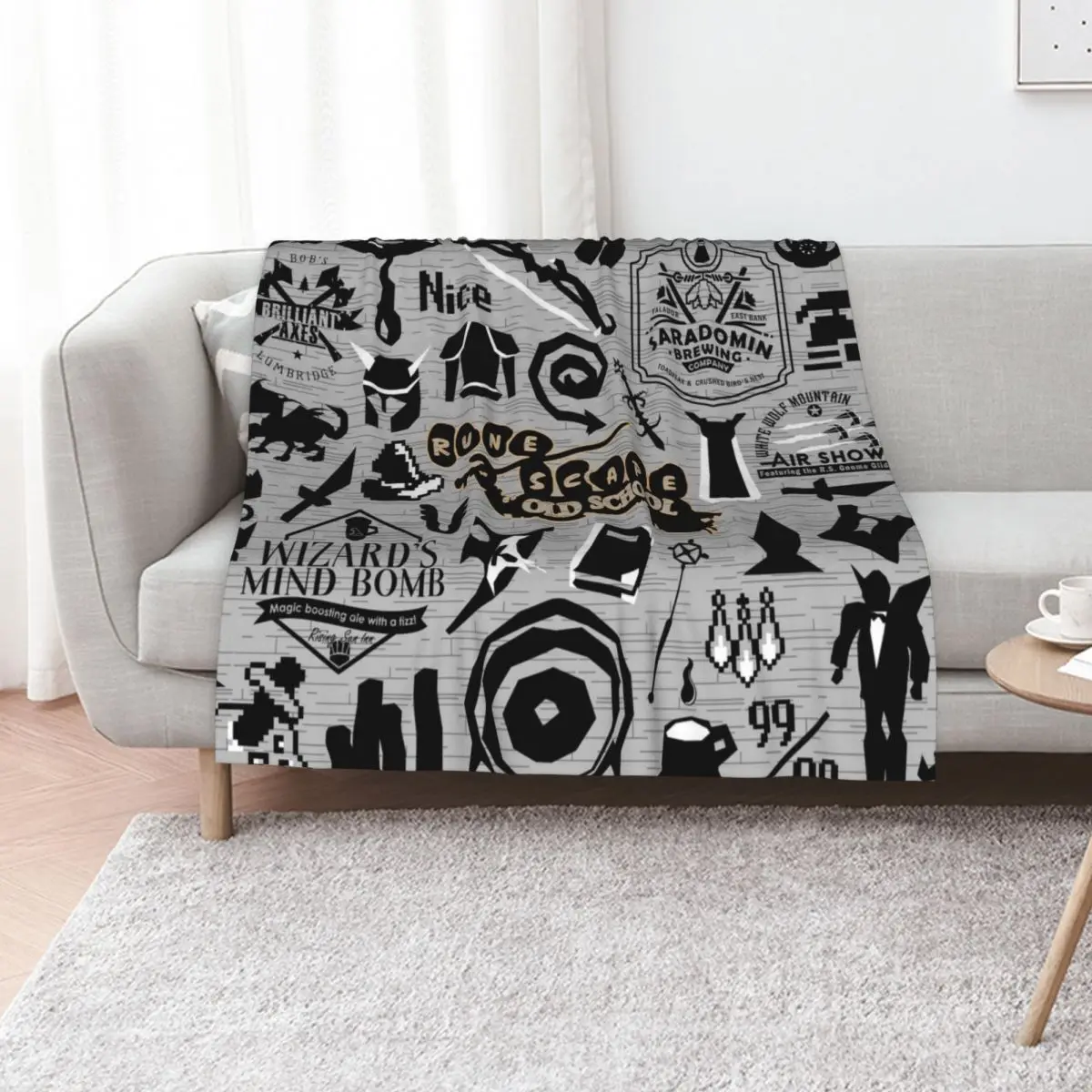 

Old School Iconic Silhouette Images Desk Mat OSRS Throw Blanket Soft Big Sofa Warm Single Blankets