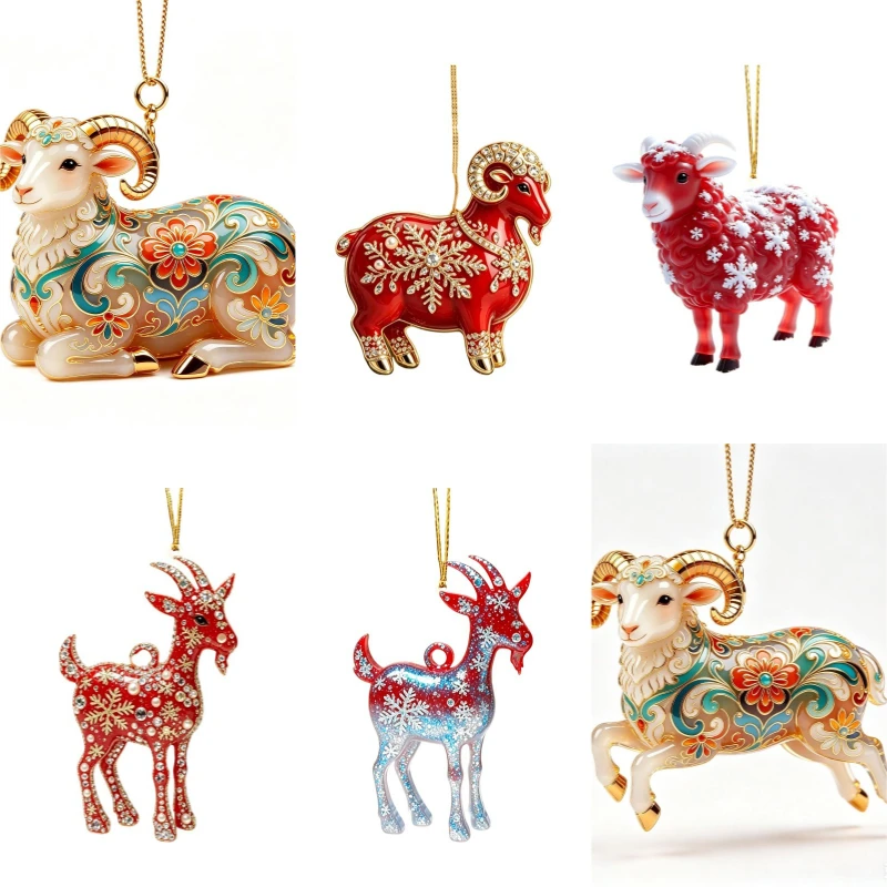 2027 Year of The Sheep Acrylic Pendant Small Sheep Pendant Christmas Hanging Backpack Decoration Pendant Collection Souvenir