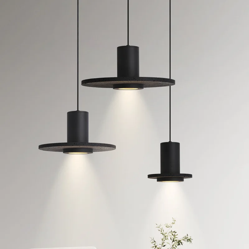 Czarny otwór kamienny żyrandol nocny Vintage minimalistyczne lampy wiszące do sypialni jadalnia kuchnia Bar designerska lampa oświetleniowa