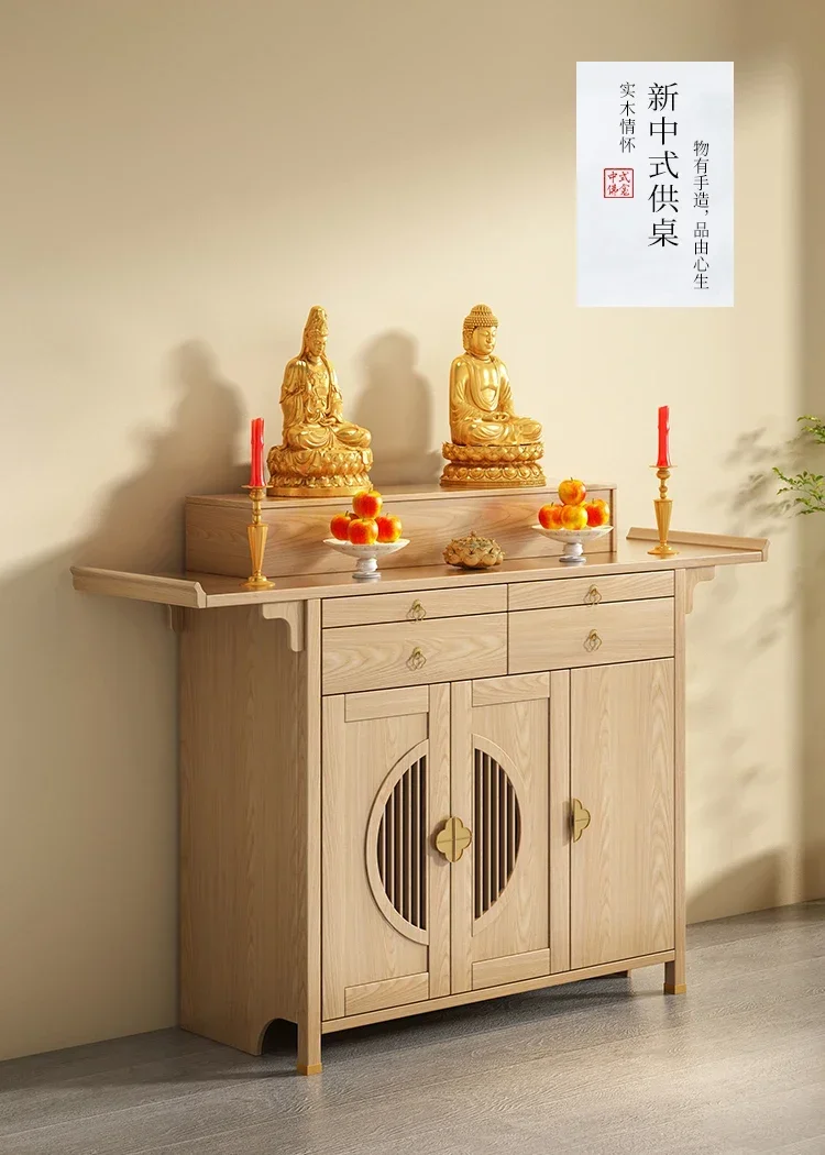 Buddha Niche Solid Wood Altar Household Altar Cabinet Avalokitesvara Cabinet Living Room Prayer Altar Table