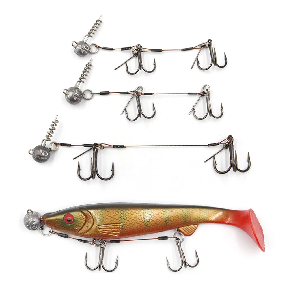 Pike Stinger Fishing Rig Treble Hook Center Pin Connector Set Corkscrew Stingers For Big Shad Screw Connect Pike Bass Perch Bait