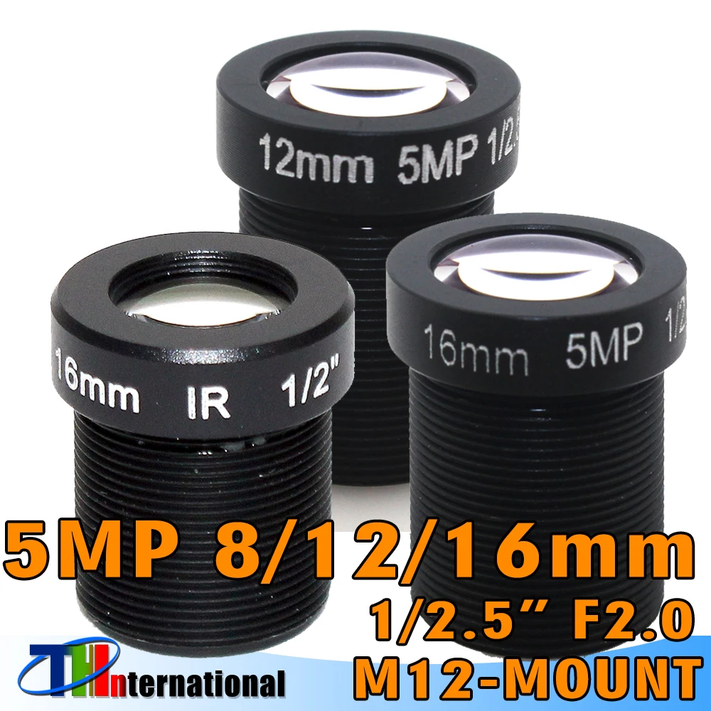 5mp 8mm 12mm 16mm Obiektyw M12 CCTV 1/2,5" do kamery HD CCTV Obiektyw kamery ip F2.0-2.4 Długa odległość oglądania Do 25-50m