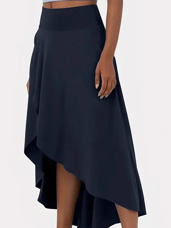 

Асимметричная цветная юбка с высокой талией для женщин-подростков, милая юбка из полиэстера, прямая юбка-труба, свободная посадка