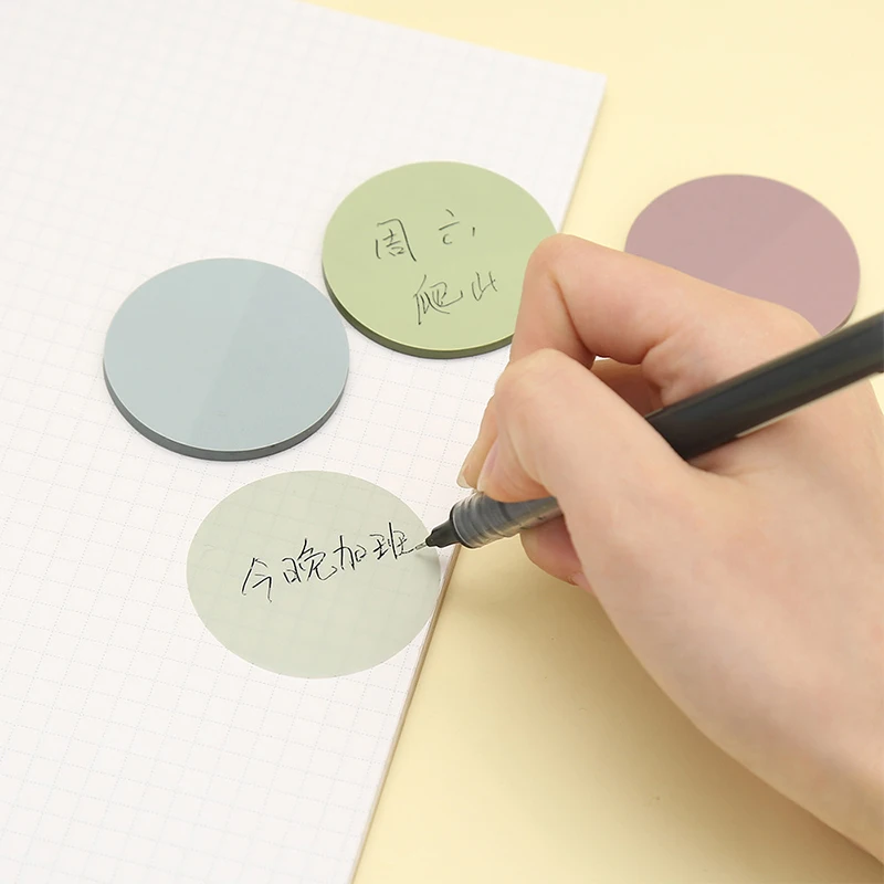 Round Transparent Sticky Notes 20 Sheets Memo Pad Notepads Sticker Paper To Do List Waterproof PET for Student Office Stationery