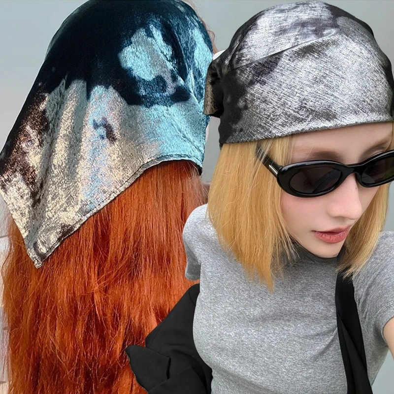 

Y2K Silver Liquid Hair Scarf Hip Hop Soft Wrap Laser Color Hair Band Slender Scarf Hip Hop Headband Punk Bandana Girls
