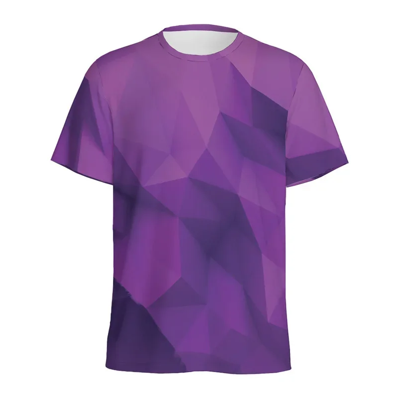 Colorful Polygonal Pattern T-shirt For Men 3D Printed Abstract Geometric T Shirt Summer Sports Short Sleeve Round Neck Top Tees