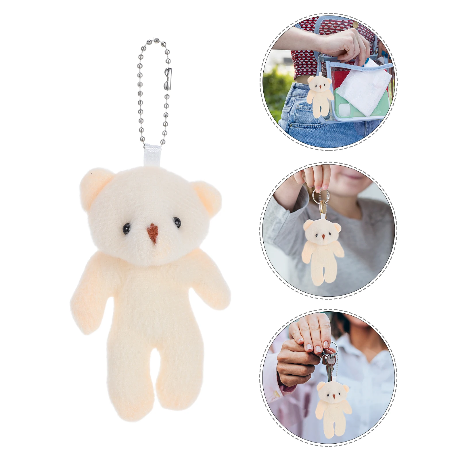 

12 Pcs Mini Bear Bag Charm Key Pendant Backpack Pendants Pp Cotton DIY Tiny Bears