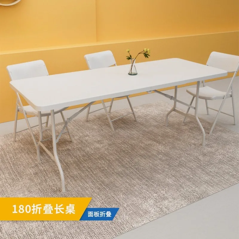 Foldable Portable Plastic Table, Multi-purpose Outdoor Dining Garden Desk for Home Market Stall Meeting Training