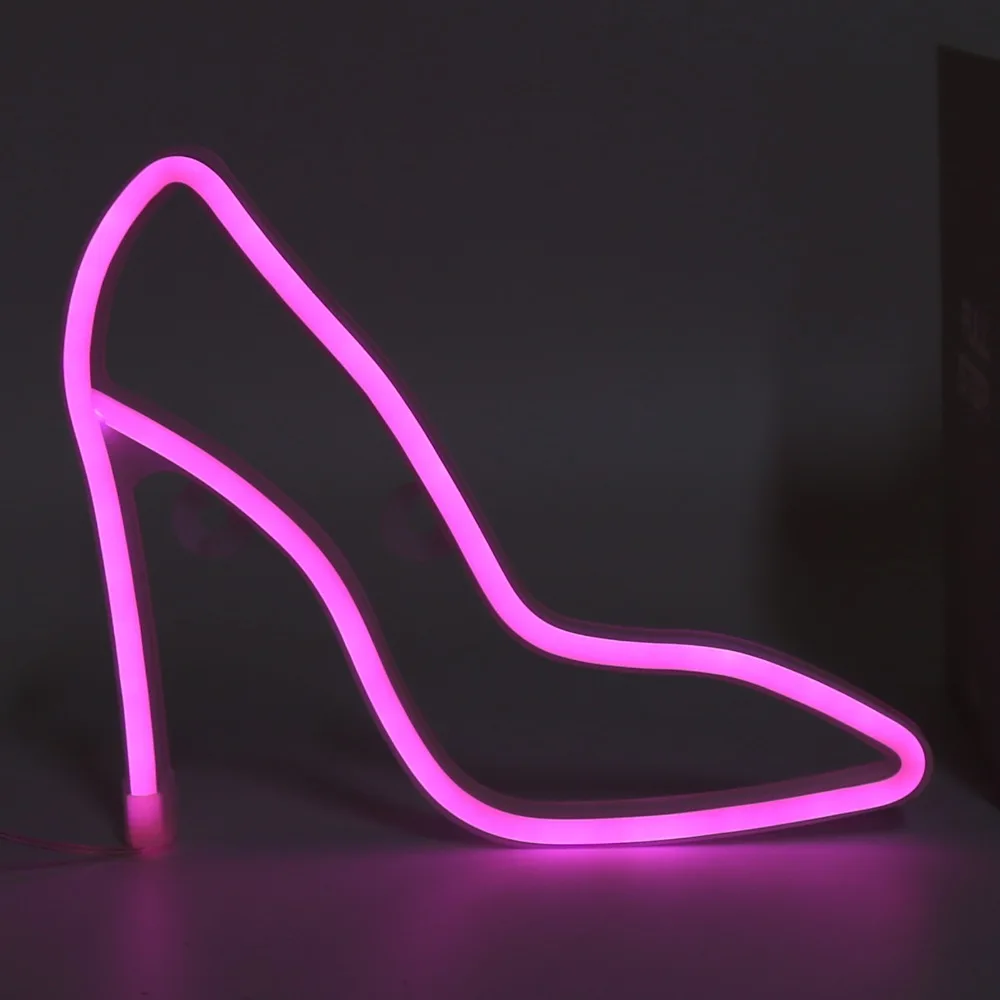 Novelty High Heeled Shoe LED Neon Sign Battery USB Operated 5V Neon Lamp Dual Powered Neon Light Cafe Shop