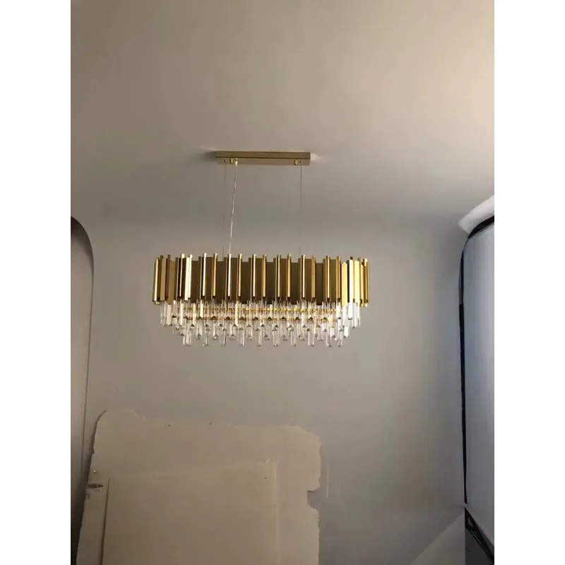 Luxury Light Emitting Diode Golden Crystal Home Hotel Rectangle Crystal Restaurant Dining Table