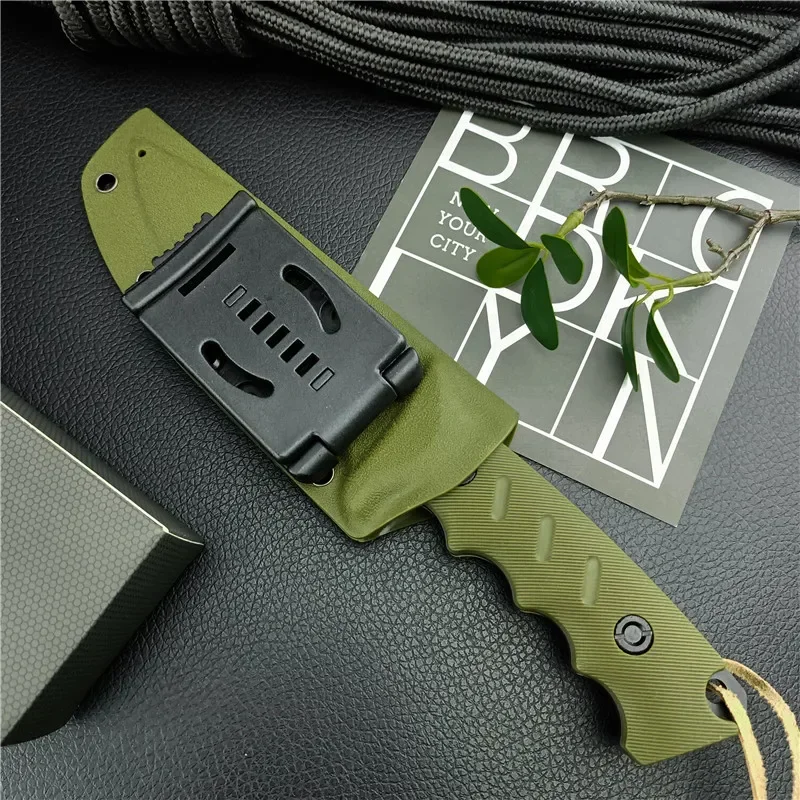 Hunting Fixed Blade 8CR13MOV Steel Blade G10 Handle Tactical Bushcraft Knife Survival Self Defense Knife with Kydex Sheath