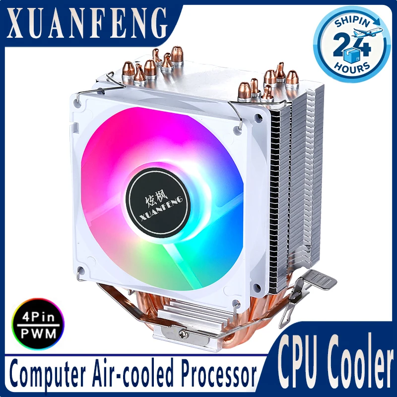 XUANFENG 2/4/6 Radiator z ciepłowodami, wentylator CPU 90mm, chłodzenie powietrzem, kompatybilny z procesorami LGA2011-3 x79 x99 E5 2066 115x 1200 1700 i5 AM4 AM5
