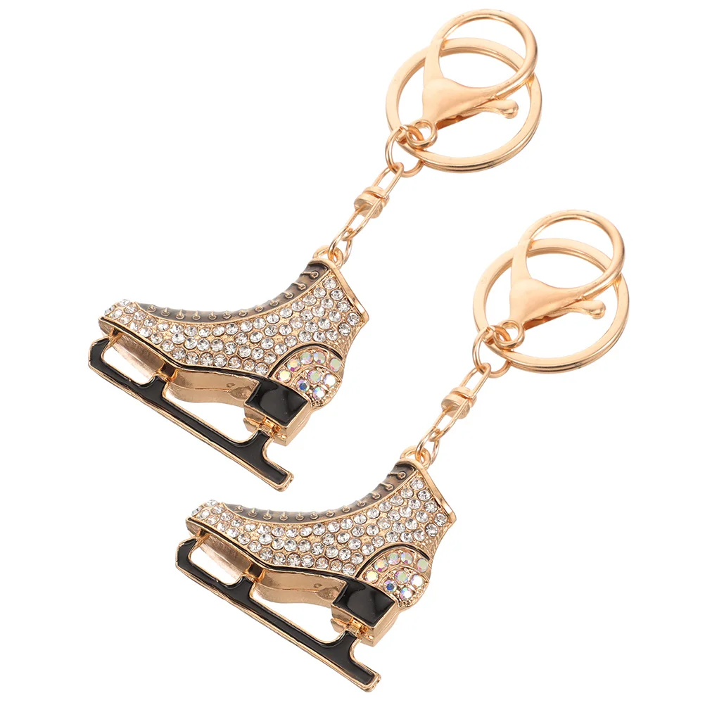 

2 Pcs Rhinestones Ice Skates Skating Keychain Metal Carabiner Belt Clips for Car Bag Decorative Hanging naments Gifts
