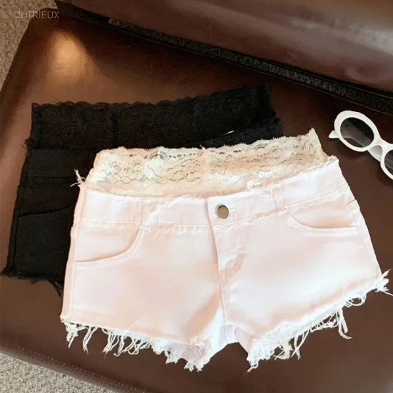 Lace Spliced Women's shorts Y2K Sexy Ropa Mujer Denim Short Summer Personalized Woman Clothes Sexy Spicy Girl Clothing