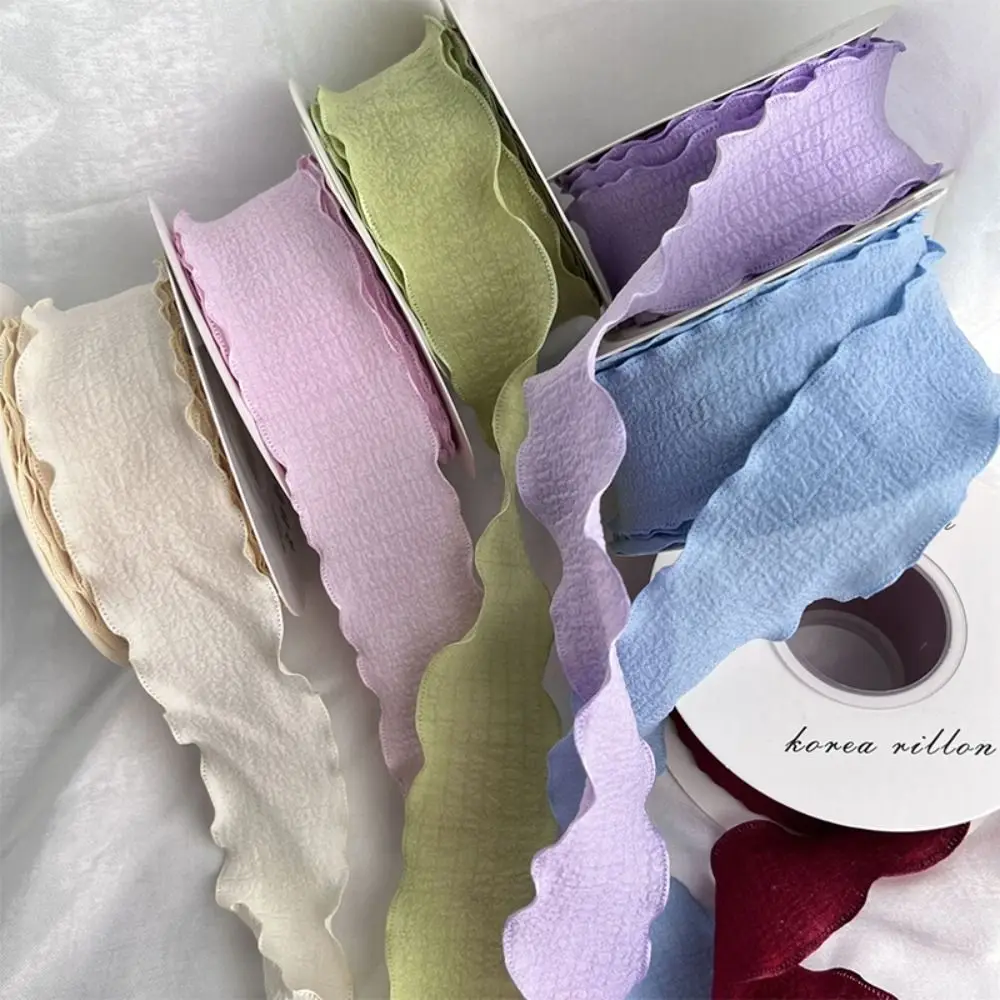 

New 10 Yards Fishtail Yarn Ribbons Gift Wrapping Bouquets Wave Edge Pleated Gifts Packaging Material 2.5cm DIY Decor