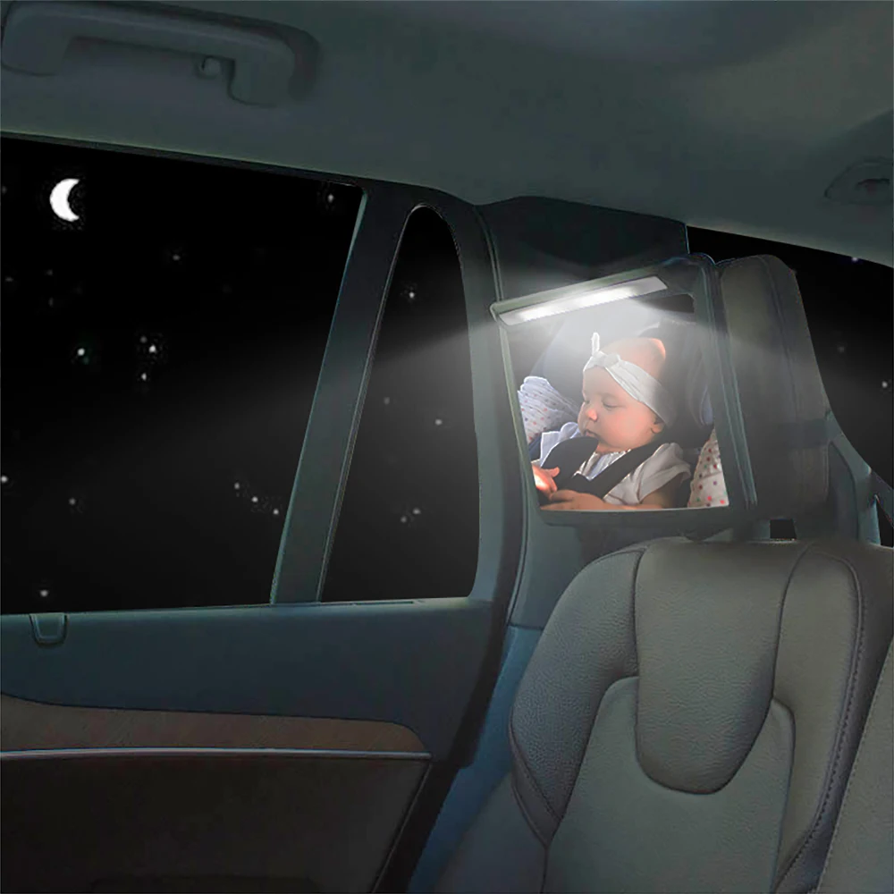 Baby Car Mirror with Remote Control Soft Led Light ShatterProof Acrylic Baby Mirror for Car