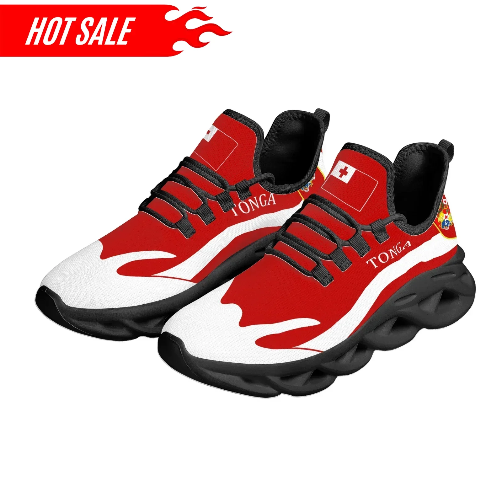 

Red Trendy Tonga National Flag Design National Emblem Printing Outdoor Sports Shoes Thick Bottom Blade Shoes