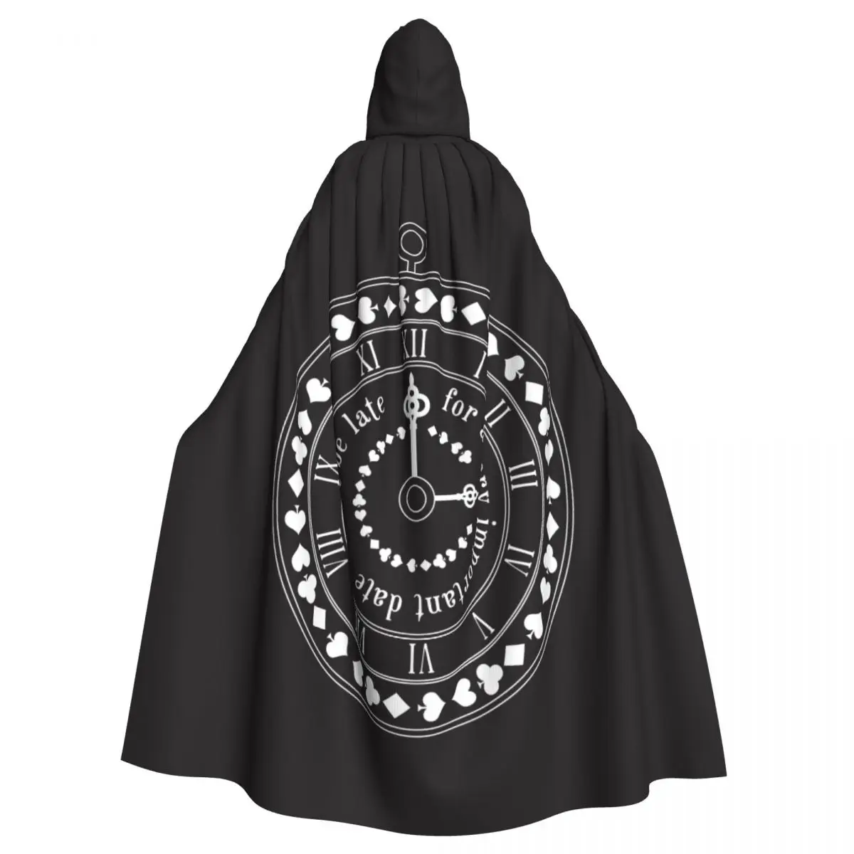 Alice In Wonderland Circle Label With Old Key And Quote Hooded Cloak Polyester Unisex Witch Cape Costume Accessory