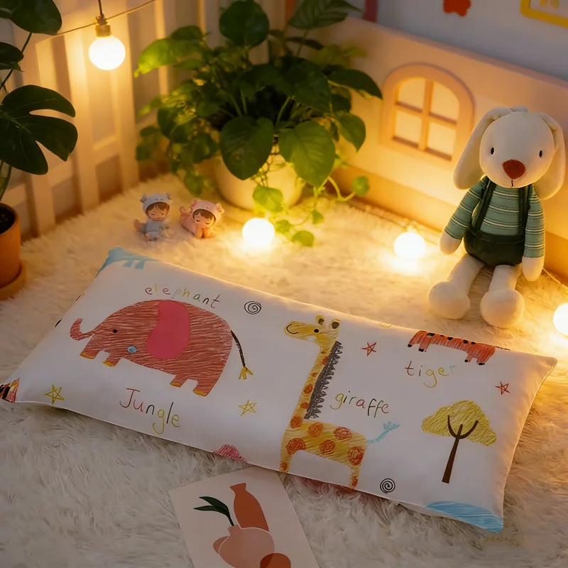 四季ユニバーサルベビー枕ホームコットン漫画ポニーパターン子供用枕取り外し可能洗える男の子女の子枕