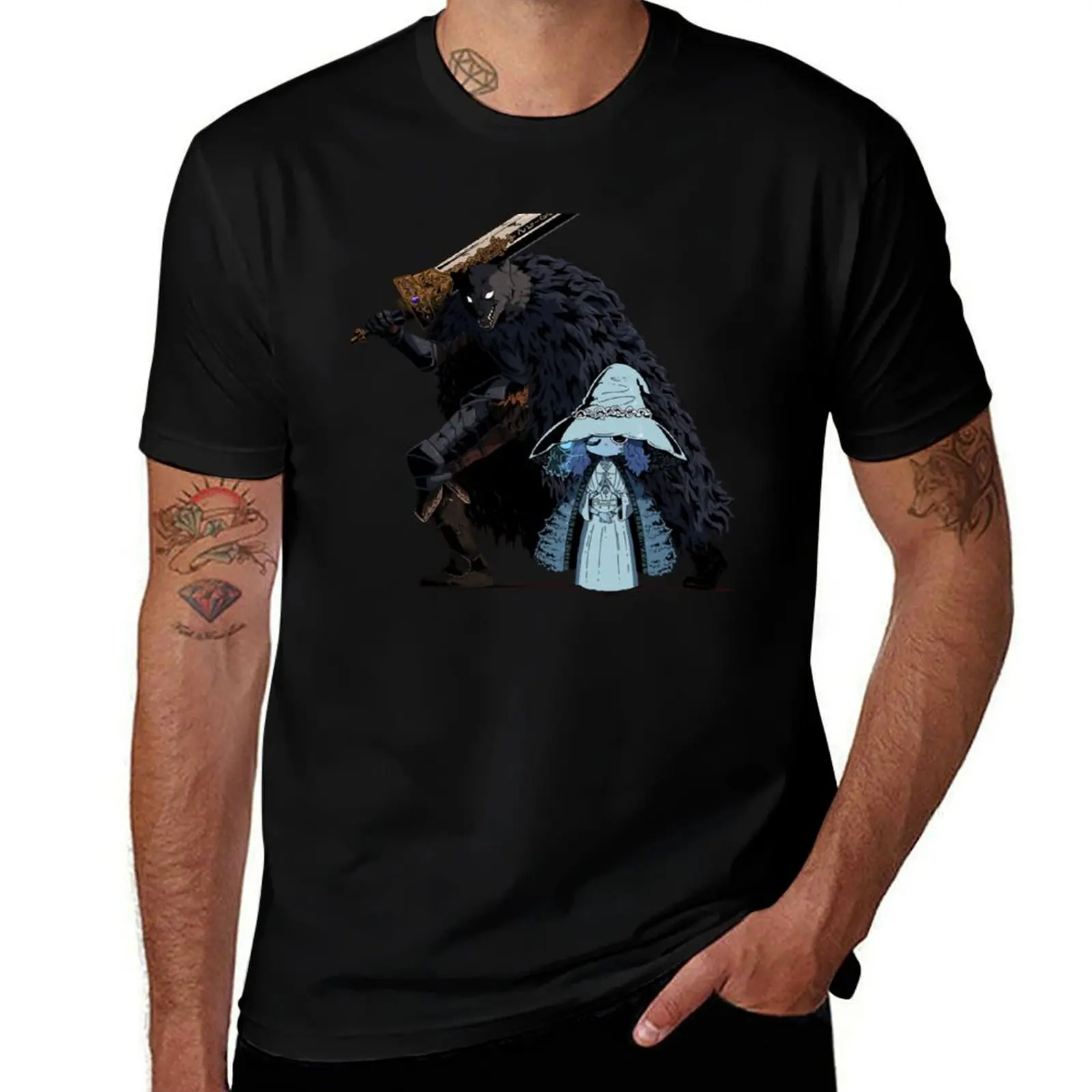 

Blaidd The Half Wolf And Cute Ranni The Witch T-Shirt man t shirts cotton t shirts cotton 100% man t shirt heavy cotton T-Shirt