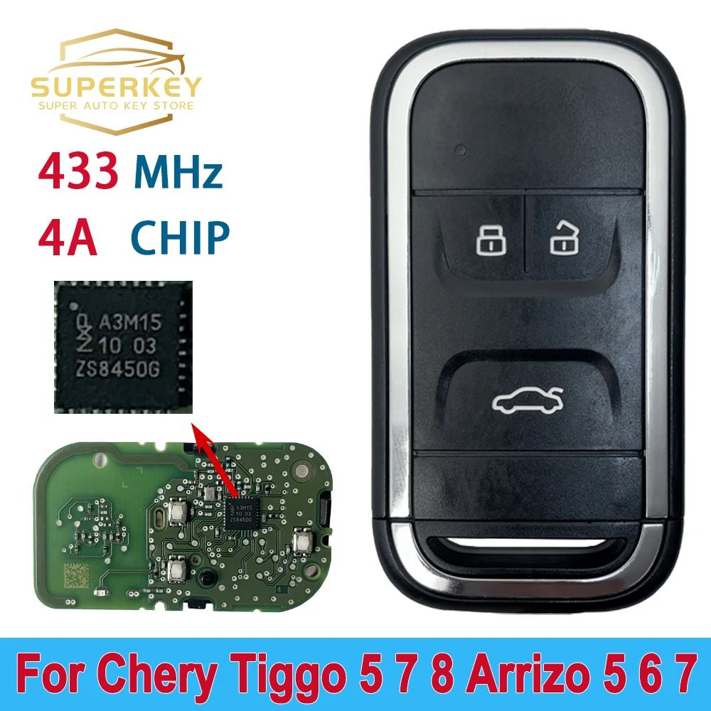 SUPERKEY OEM Oriangle умный дистанционный ключ 3 кнопки 433 МГц 4A чип для нового Chery Tiggo 5 7 8 Arrizo 5 6 7 Бесключевой