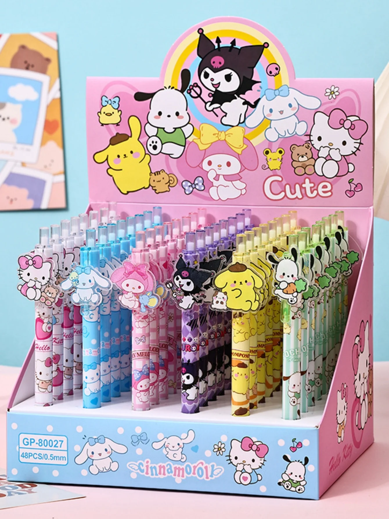 3/6/12 قطعة قلم ضغط أكريليك سانيرو |   شخصيات كرتونية Hello Cute Kitty، Kuromi، My Melody، Cinnamoroll، قلم جل ذو مظهر جيد