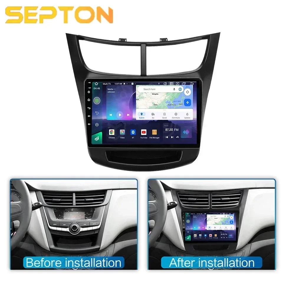 SEPTON Android 12 Car Radio Audio for Chevrolet Sail Aveo 2015-2019 HeadUnit Wifi Carplay Auto GPS 8+128G Multimedia Player