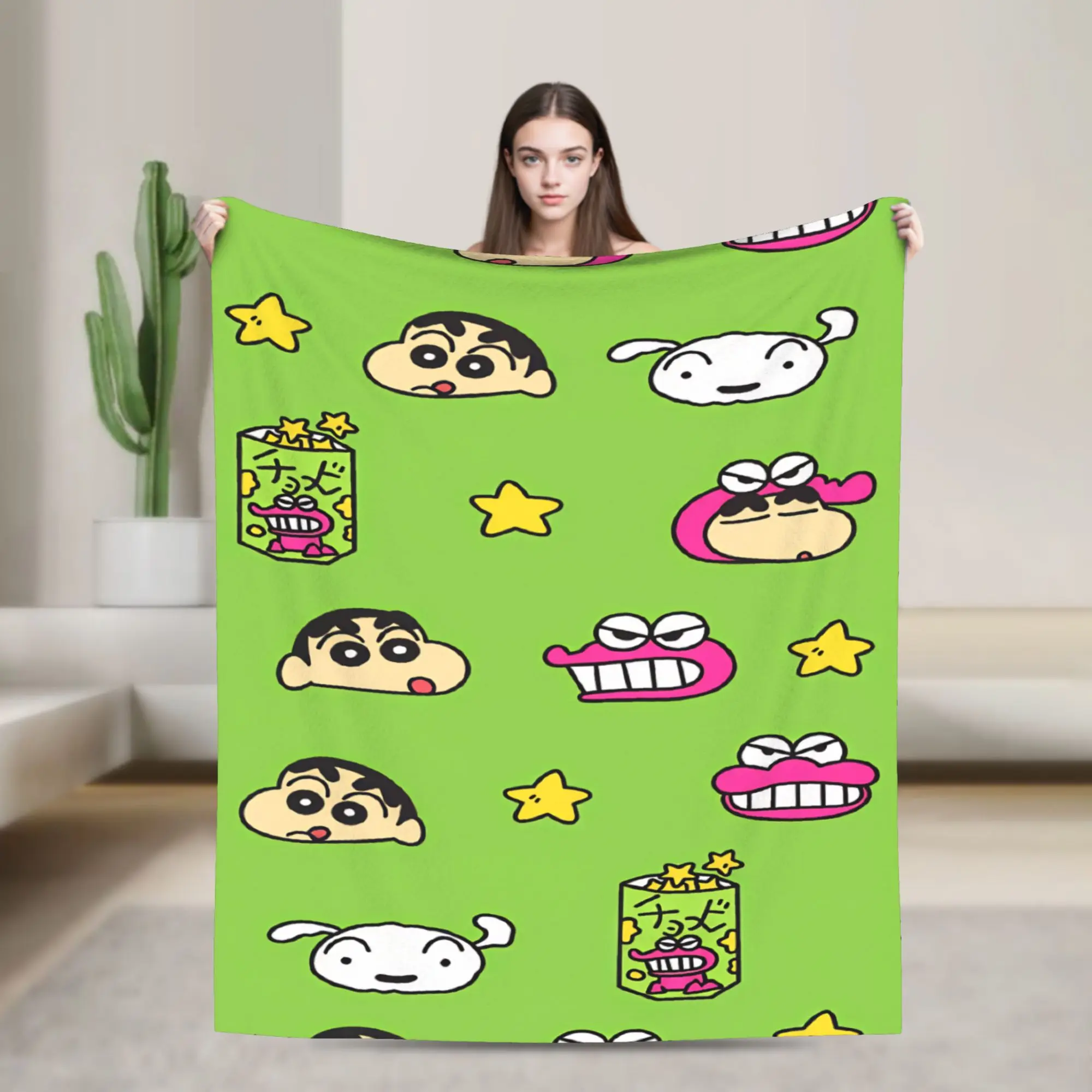 Super Soft Blanket Travel Office Crayon Shin-chan  Throw Blanket  Flannel Bedspread For Living Room Street Trend Sofa Bed Cover