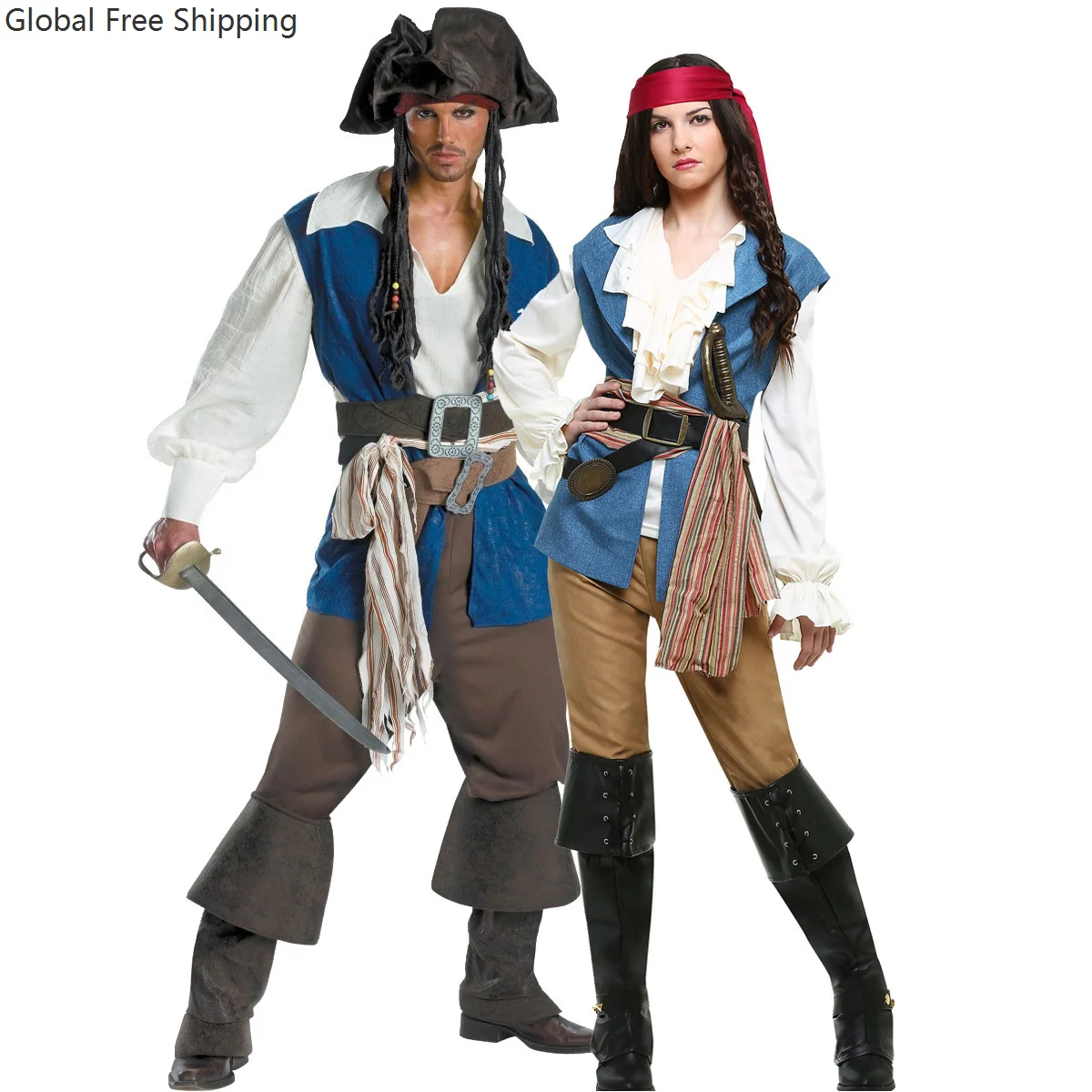

Halloween Couple Game Pirate Uniform Men's Women's Captain Sailor Cosplay Suit Carnival Role-playing Stage Performance Set 2025