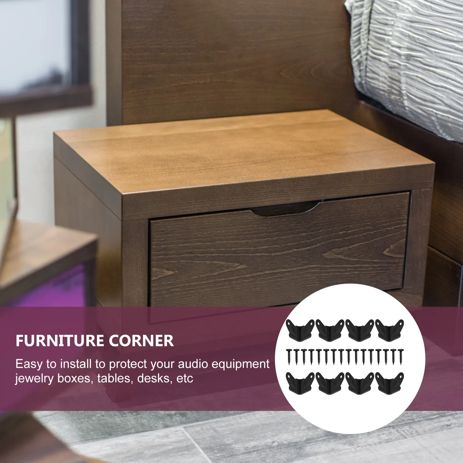 1Set Black Iron Speaker Corner Protectors Metal Protection Corners for Speaker Cabinet Collision Corner Covers