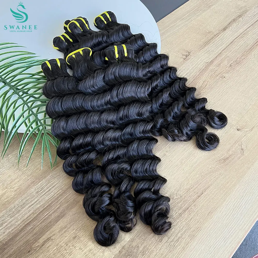 سواني 12A موجة عميقة حزم الشعر البشري الخام للنساء النسيج 26 28 30 بوصة عذراء وصلات شعر موجة عميقة الشعر 1/3 قطعة