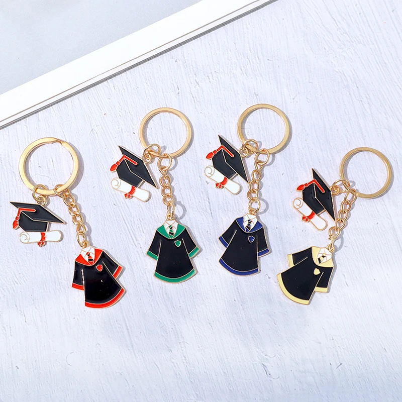 Creative Bachelor Uniform Keychain Multicolor Metal Key Ring For Students Graduation Memorial Gifts Backpack Phone Case Pendant