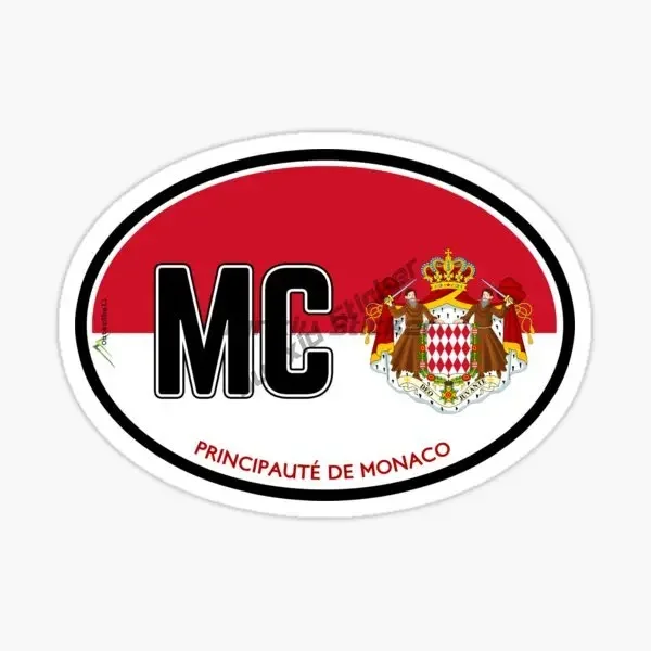 MC Monaco Flag Map Emblem Racing Track PVC Car Stickers for Car Motorcycle Van Fridge Helmet Bumper Wall Decal Customizable Size