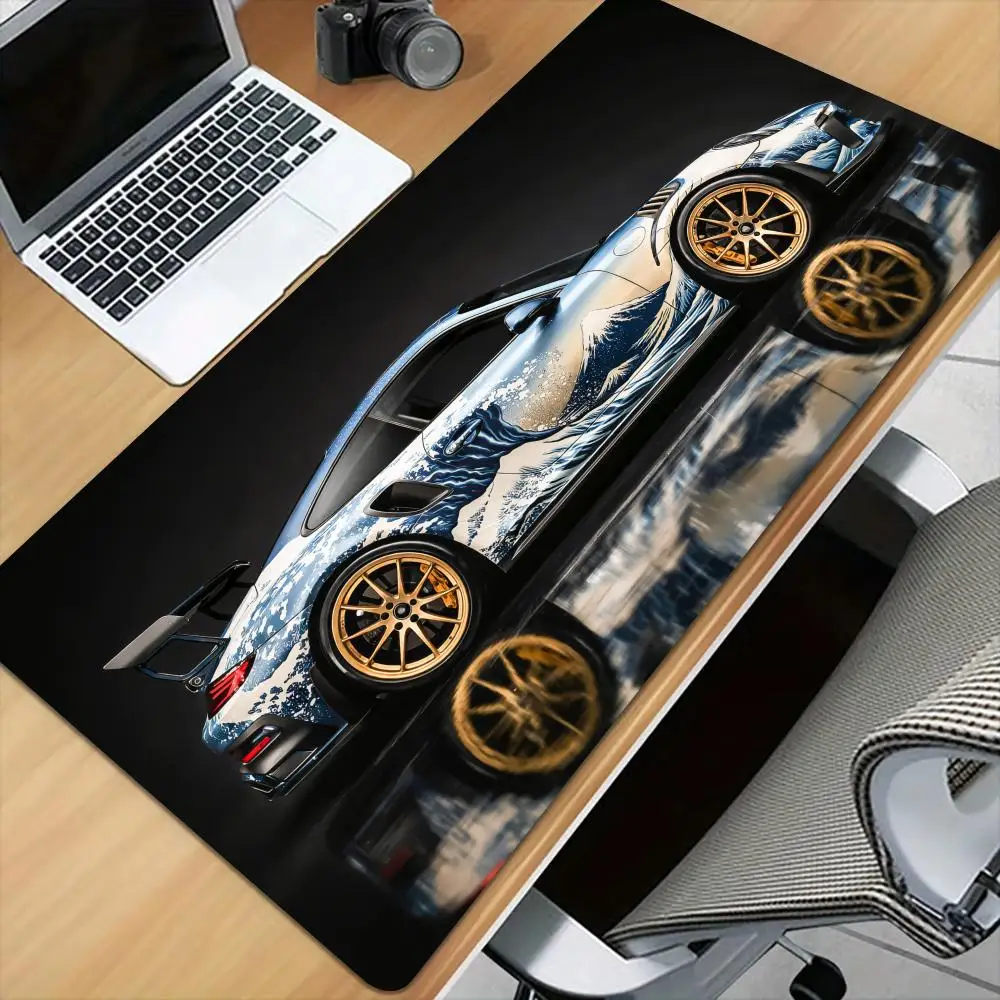 

Коврик для мыши в спортивном стиле с волнообразным дизайном, с прошитыми краями, нескользящий, для игр, аксессуар для ПК, коврик для клавиатуры, коврик для мыши