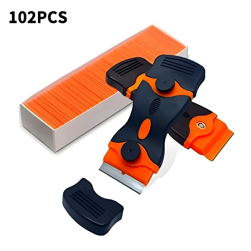 102 Piece Set Car Cleaning And Maintenance Tools Double Sided Scraper Blade Set Window Glass Label Sticker Glue Residue Removal