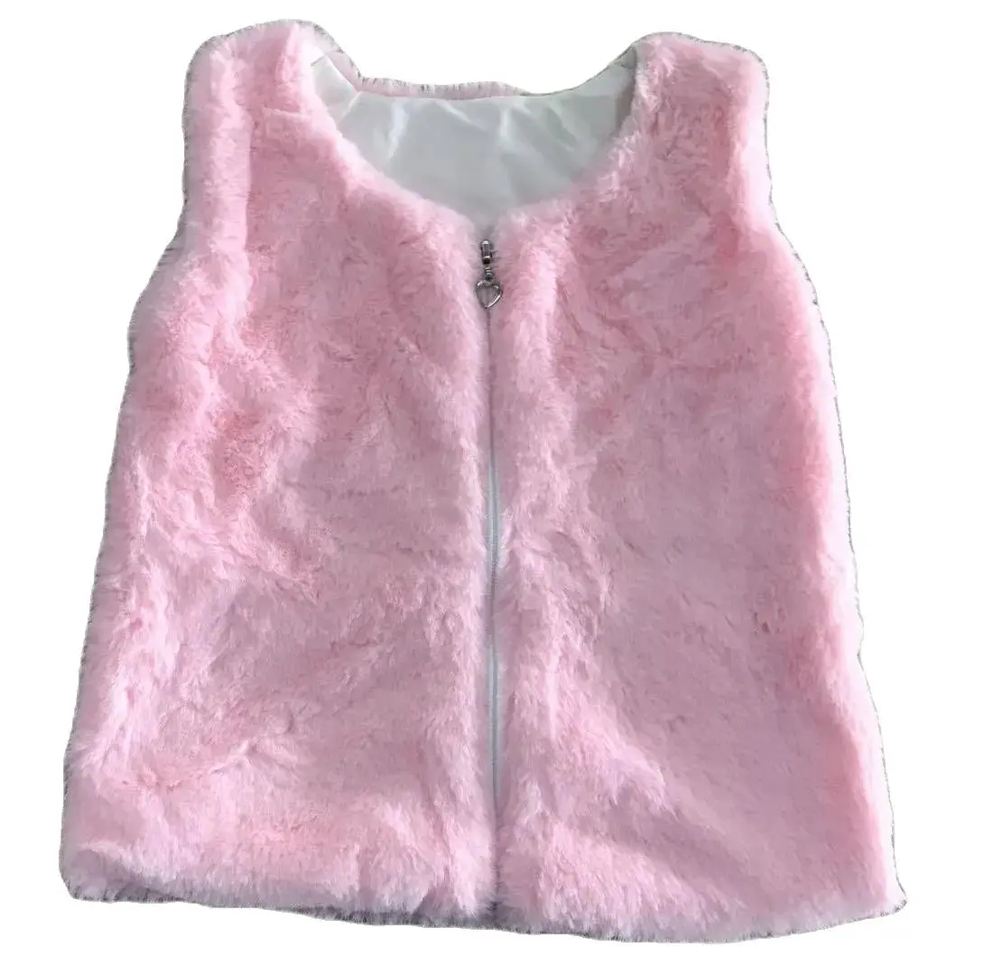 Pink vest for girls  Winter Clothes Coats Jackets Long Thick Furry Coats Baby Boutique Childrens Clothing 0-16 Years Old