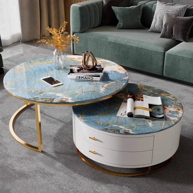 

Classic Blue Boho Coffee Tables Design Business Modern Living Room Coffee Tables Round Narrow Mesa De Centro Furniture For Home