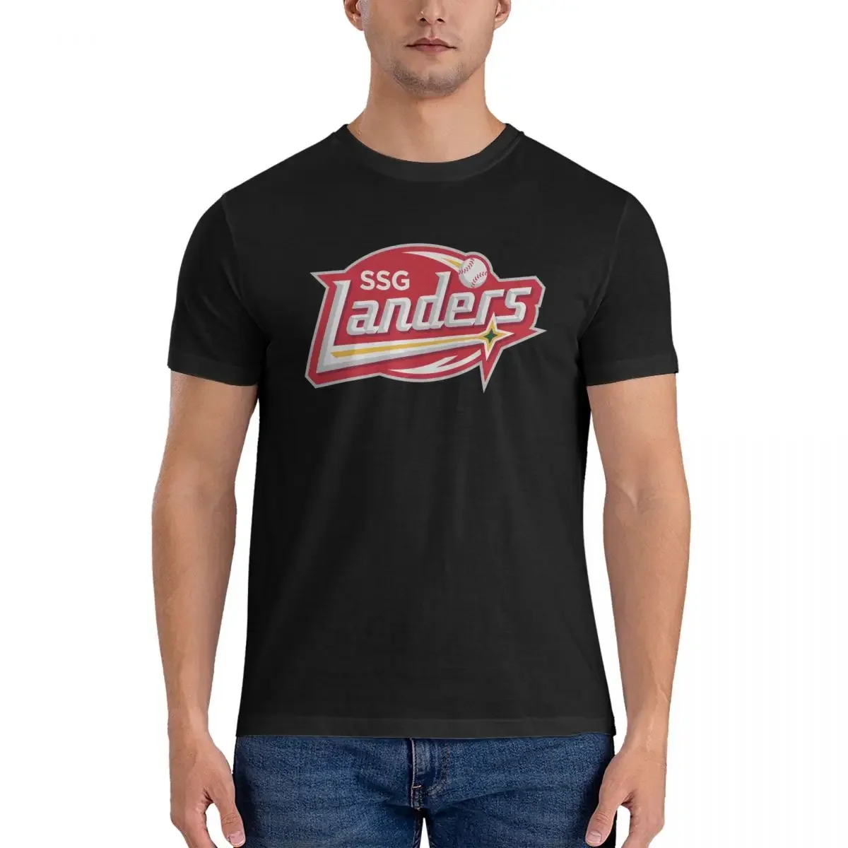 SSG LANDERS T-Shirt for Men Cotton Plus Size T Shirts Men's Short Sleeve Crew Neck Summer Clothes Tops S-6XL